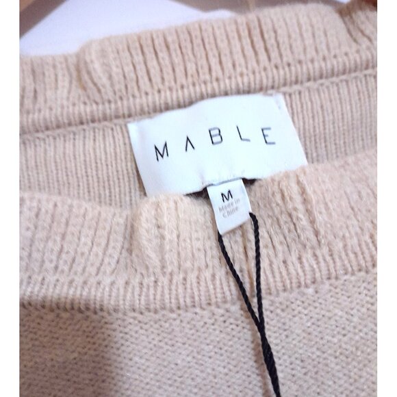 Mable Puffy Sleeve Ruffled Cream Color Sweater s Medium NWT - Picture 4 of 5